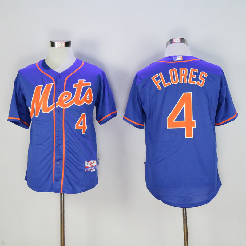 Men New York Mets #4 Flores Blue MLB Jerseys->new york mets->MLB Jersey